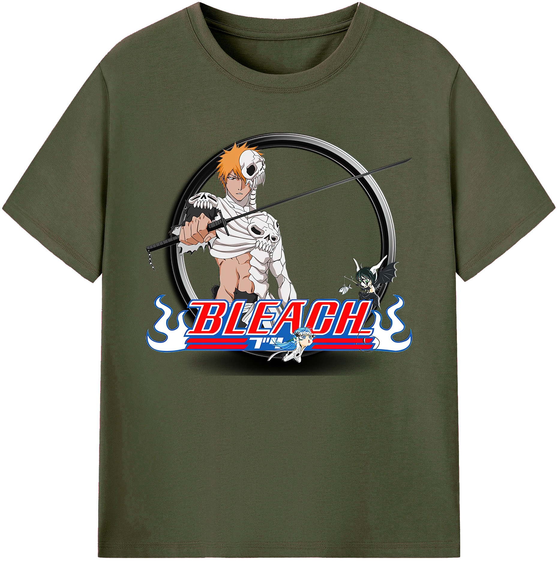 （画像用） ブリーチ 黒崎一護（くろさき いちご）BLEACH Kurosaki Ichigo 綿100％ メンズ半袖Tシャツ｜肌触りやわらか＆通気性
